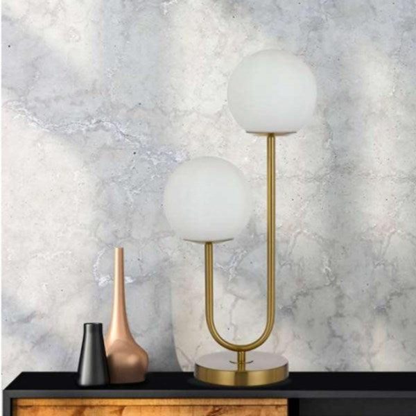 Eterna Table Lamp 2Lt in Black Smoke or Antique Gold Opal Matt For Cheap