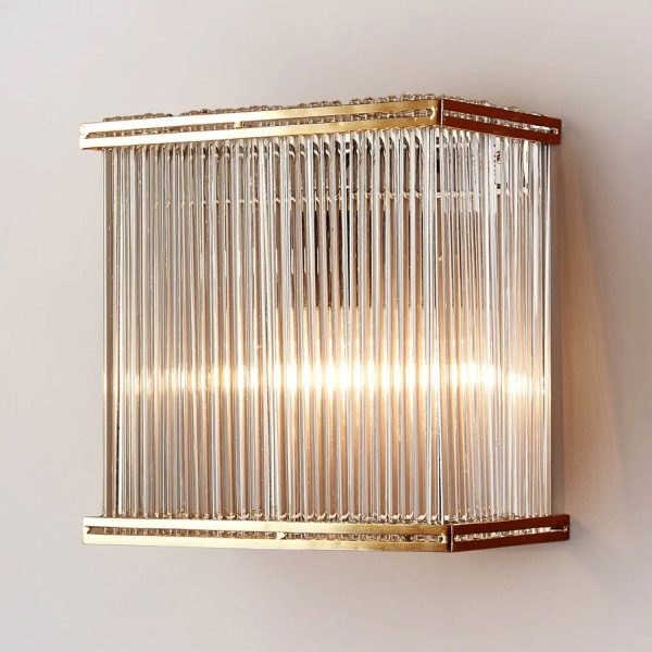 Verre Indoor Wall Light Rectangular in Brass Online Sale