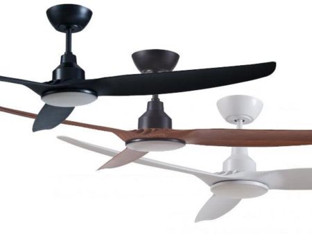 60  Skyfan DC Ceiling Fan w Light in Black, Teak or White SKY1503BL-L, SKY1503TK-L, SKY1503WH-L For Sale