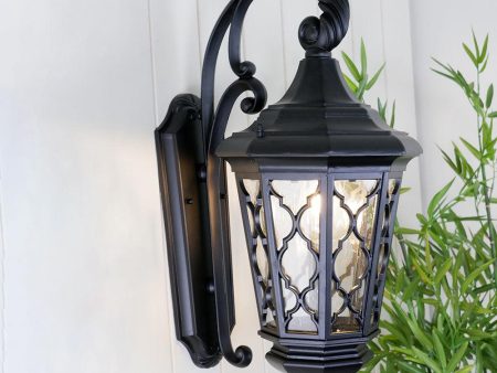 Brinley Mediterranean Outdoor Wall Light (Large) in Black Online Hot Sale